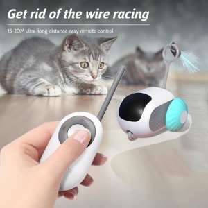 Kumandalı Kedi Oyuncağı – USB Şarjlı, Tüylü Interaktif Oyun Cihazı