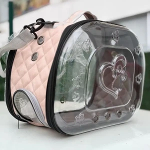 Capitone Çift Tarafı Sert Camlı Elips Kuş/Küçük Hayvan Taşıma Çantası