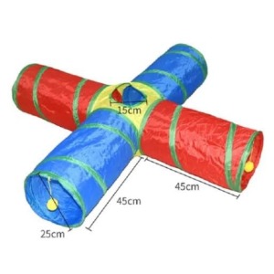 Renkli 4 Yollu Katlanabilir Oyun Tüneli – Kedi & Küçük Hayvanlar İçin