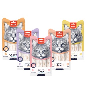 Wanpy Krema Kedi Ödülü 5’li Paket x 12 | Lezzetli ve Sağlıklı Ödül Maması